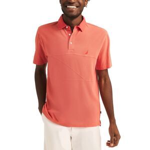 Nautica Men's Textured Pieced Pique Short Sleeve Polo Shirt - Pepper Red-XL